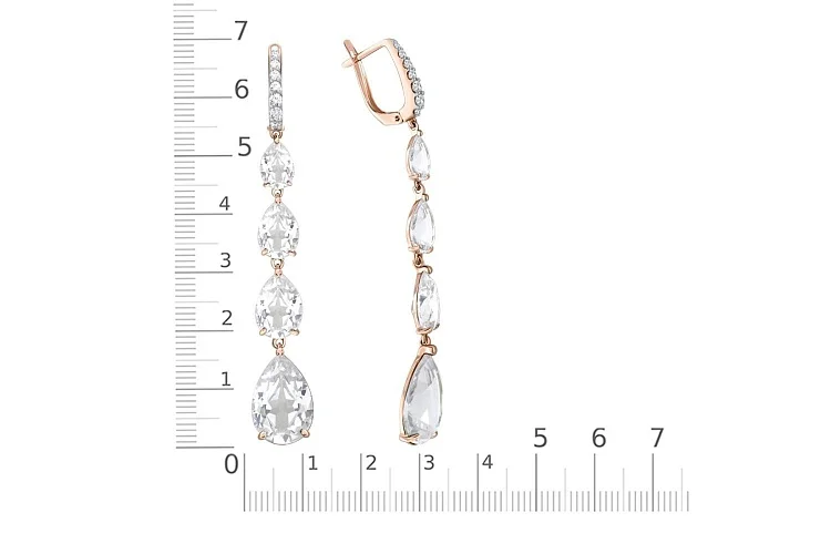 Серьги из красного золота с 22 фианитами