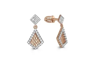 Серьги-пусеты из красного золота с 48 фианитами