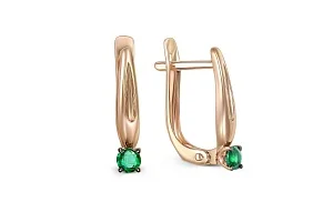 Серьги из красного золота с 2 изумрудами