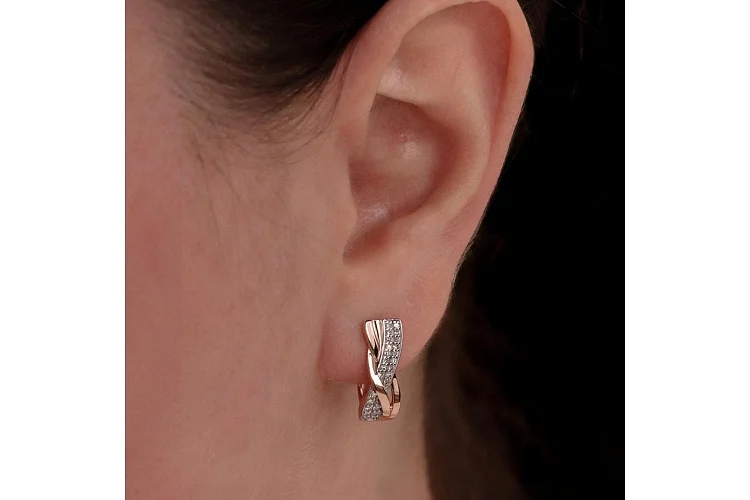 Серьги из красного золота с 50 бриллиантами