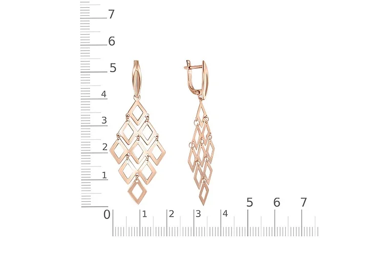 Серьги Ромбы из красного золота без вставок