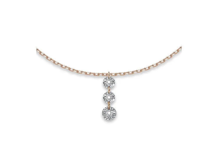 Колье из красного золота с 3 бриллиантами