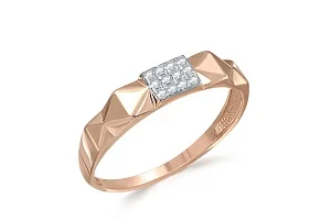 Кольцо из красного золота с 12 фианитами