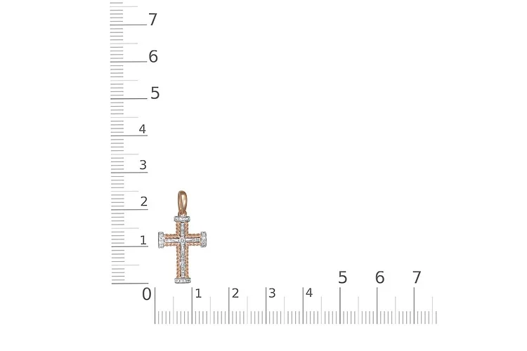 Крест из красного золота с 20 фианитами
