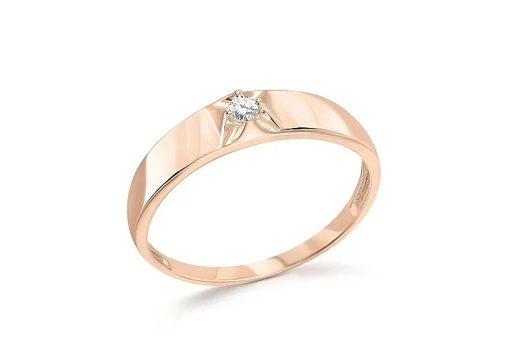 Кольцо из красного золота с фианитом