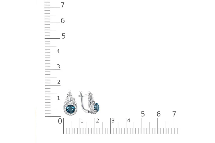 Серьги из белого золота с 2 ситаллами и 36 фианитами