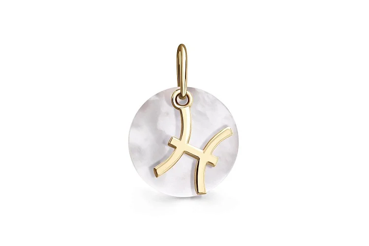 Подвеска Рыбы из жёлтого золота с перламутром