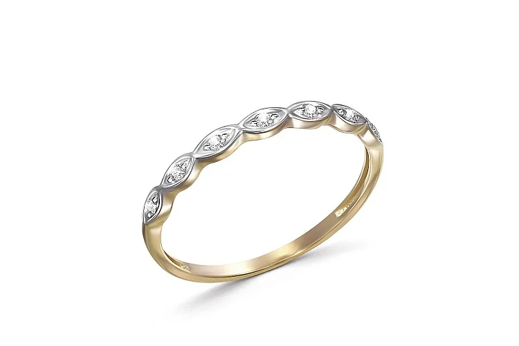 Кольцо Дорожка из жёлтого золота с 7 фианитами