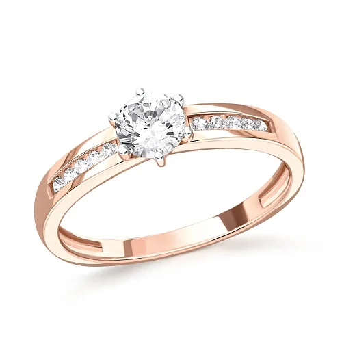 Кольцо из красного золота с 11 муассанитами