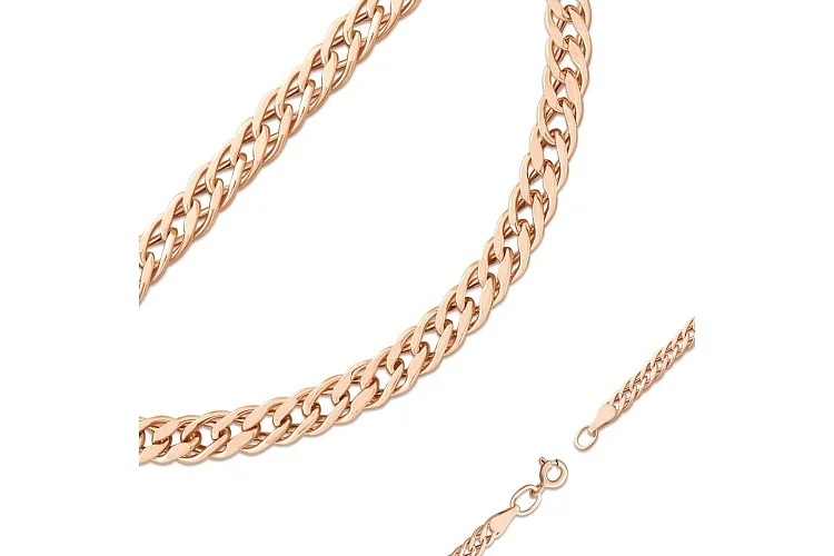 Цепь плетение двойной ромб ⌀ нити 0,70 мм  из красного золота