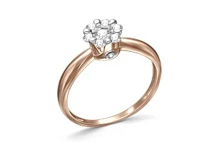 Кольцо Малинка из красного золота с 9 бриллиантами