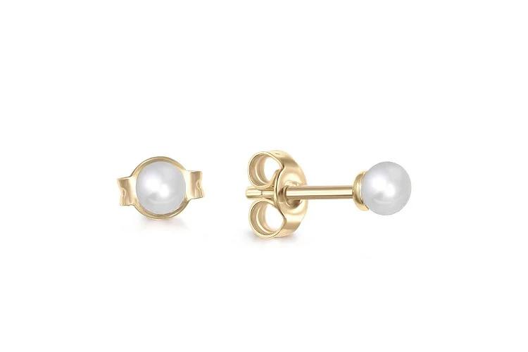Серьги-пусеты из жёлтого золота с 2 жемчужинами