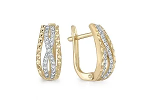 Серьги из жёлтого золота с 48 фианитами