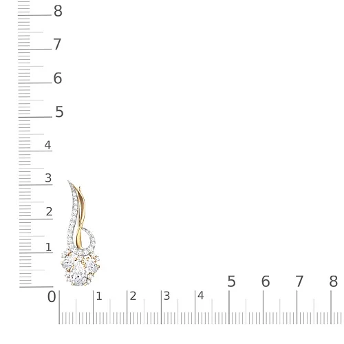 Брошь Цветок из жёлтого золота с 29 фианитами