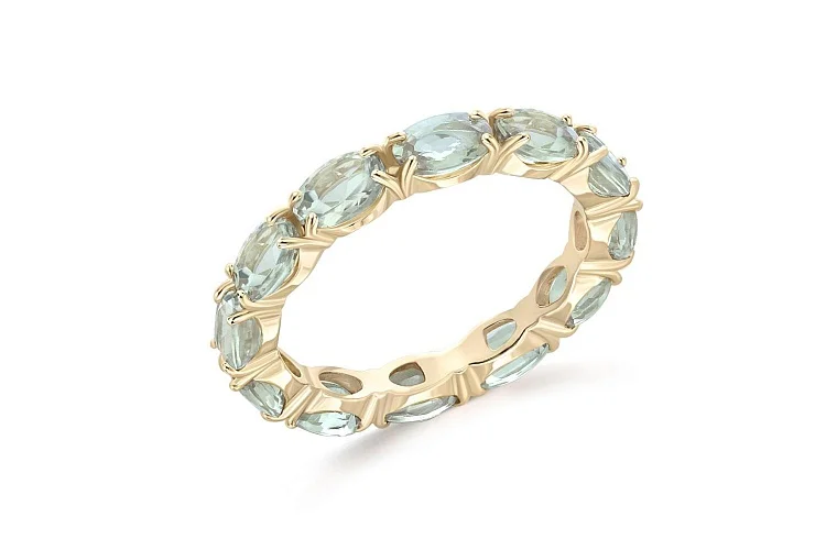 Кольцо Дорожка из жёлтого золота с 12 аметистами