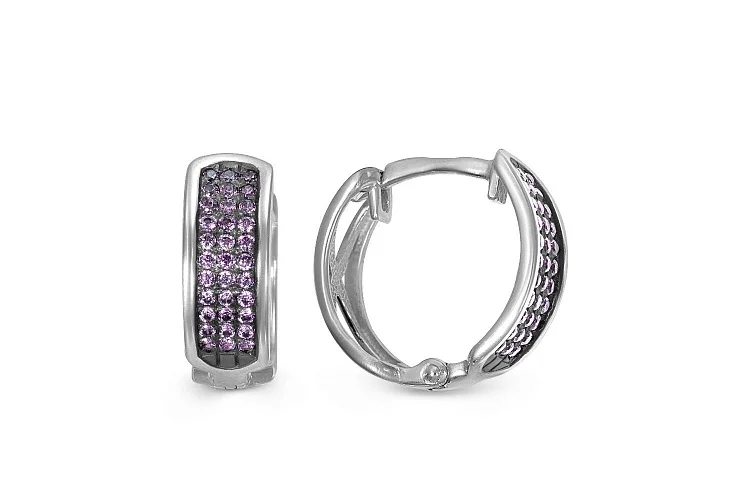 Серьги из белого золота с 66 фианитами