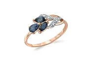Кольцо Цветок из красного золота с 3 топазами лондон и 4 фианитами