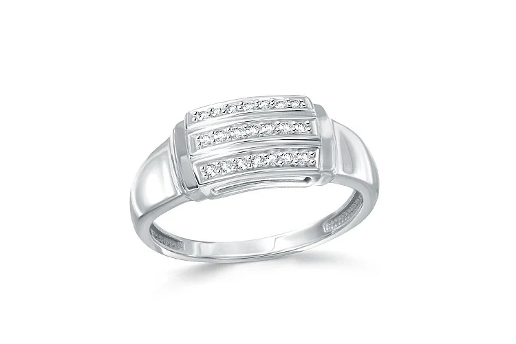 Кольцо из белого золота с 21 фианитами