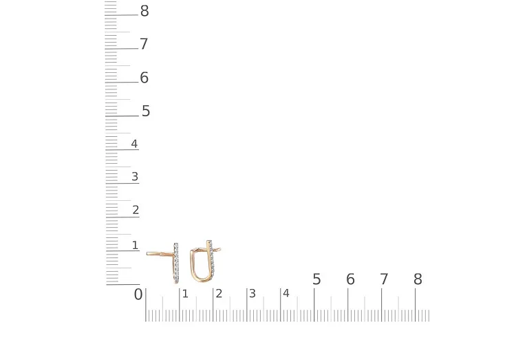 Серьги-пусеты Дорожки из красного золота с 18 бриллиантами