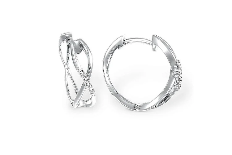 Серьги из белого золота с 10 фианитами