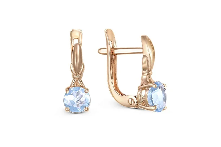 Серьги из красного золота с 2 топазами sky