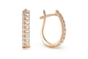 Серьги из красного золота с 54 фианитами