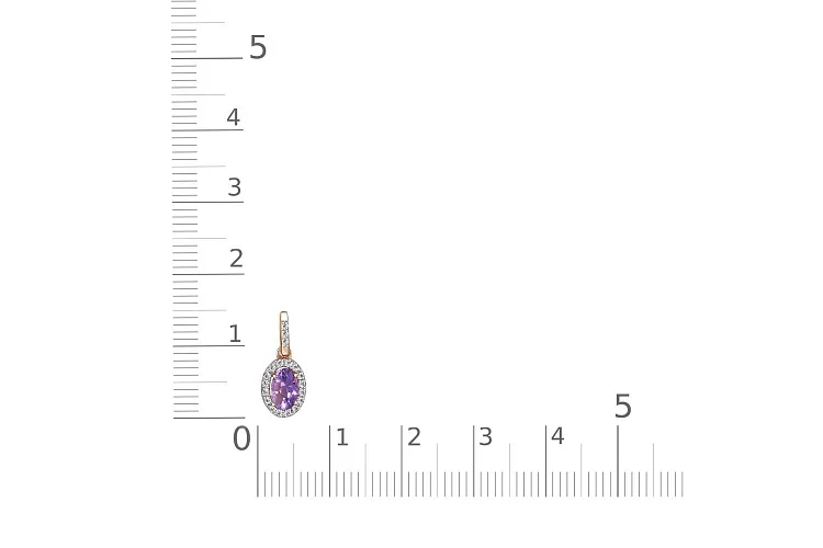 Подвеска из красного золота с аметистом и 19 фианитами