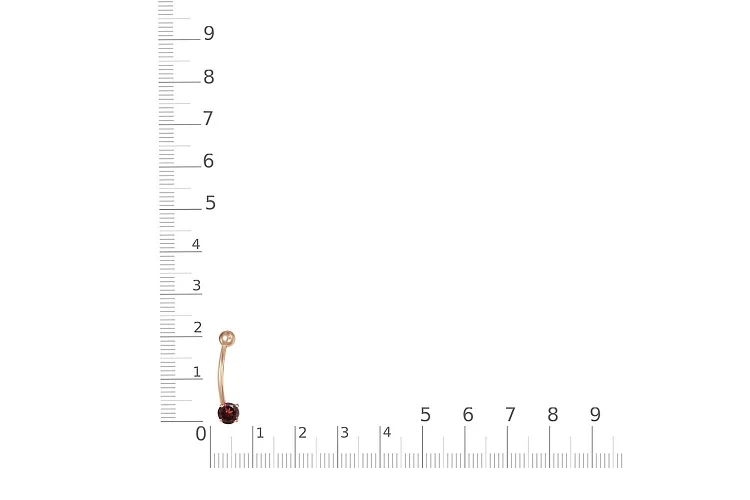 Пирсинг из красного золота с гранатом