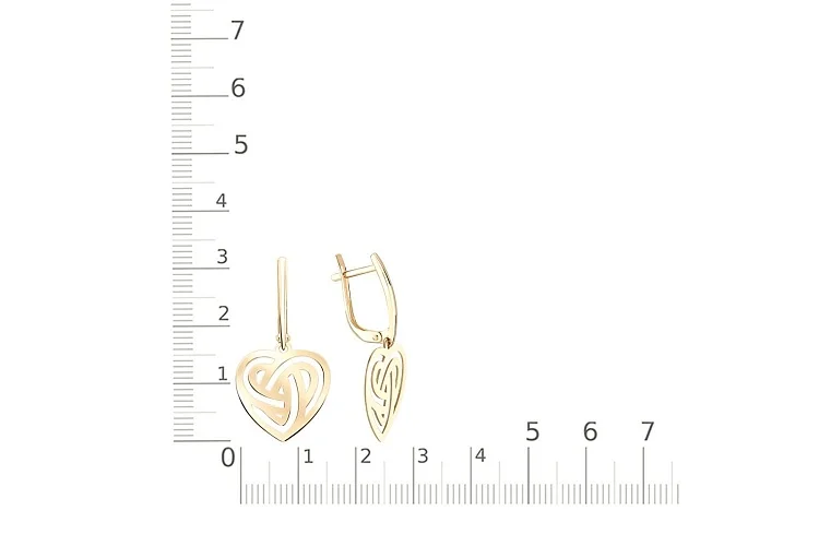 Серьги Сердца из жёлтого золота без вставок