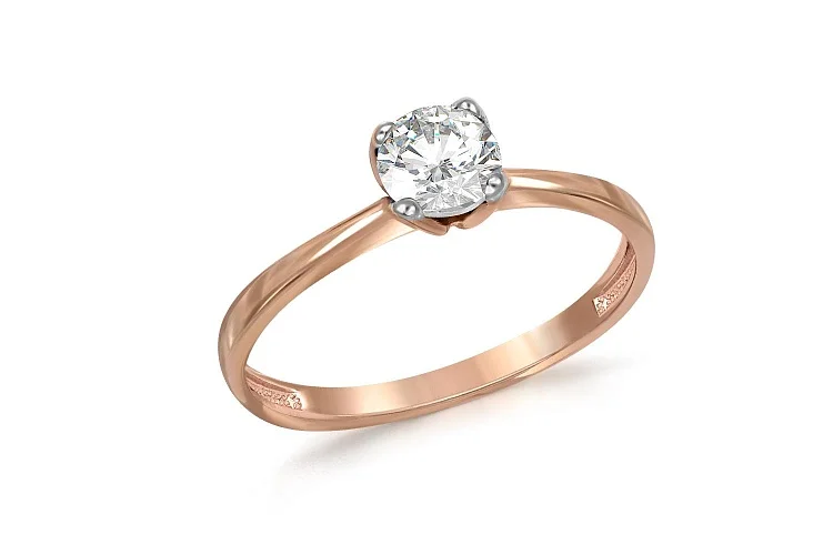 Кольцо из красного золота с фианитом