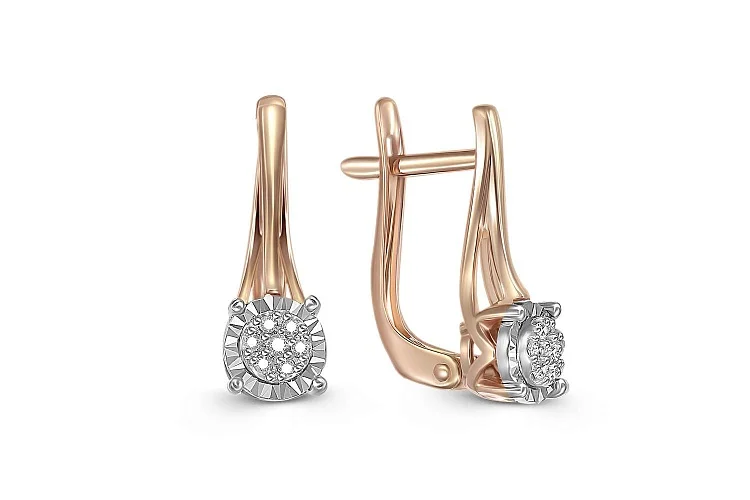 Серьги Малинки из красного золота с 14 бриллиантами