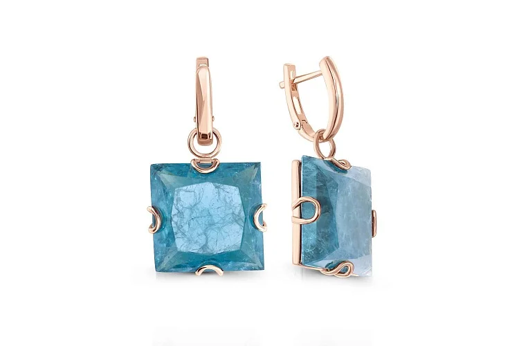 Серьги-трансформеры из красного золота с 2 наноситалами