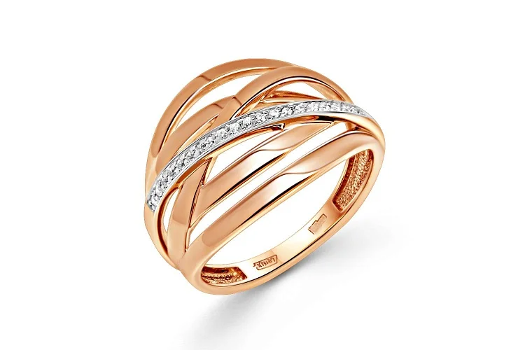 Кольцо Дорожка из красного золота с 20 бриллиантами