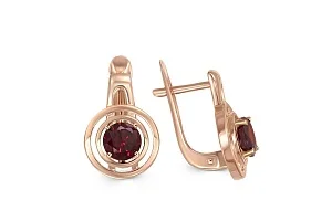 Серьги из красного золота с 2 гранатами