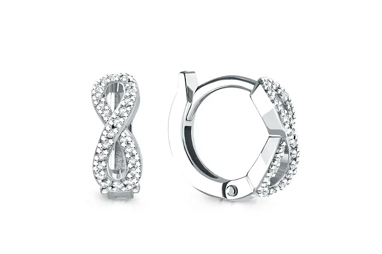 Серьги из белого золота с 48 фианитами