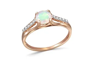 Кольцо из красного золота с опалом и 10 фианитами