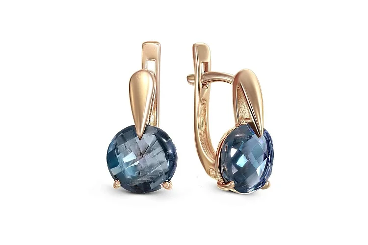 Серьги из красного золота с 2 топазами лондон