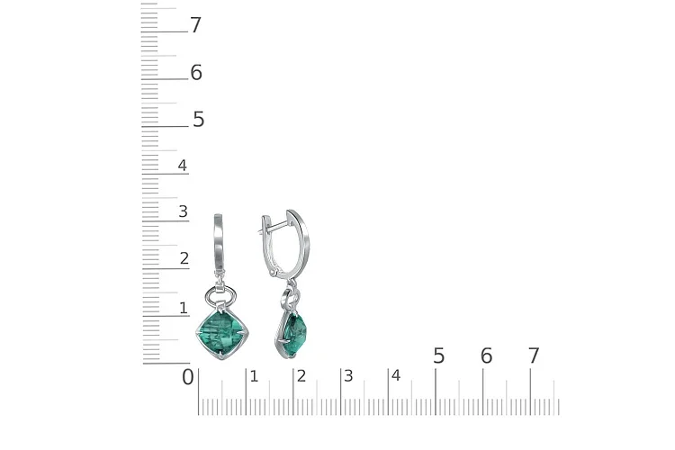 Серьги из белого золота с 2 кварцами