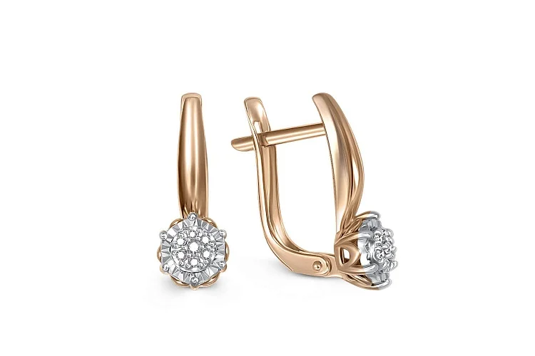 Серьги Малинки из красного золота с 14 бриллиантами