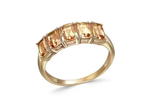 Кольцо Дорожка из жёлтого золота с 5 цитринами