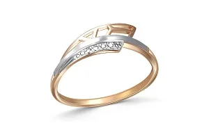 Кольцо из красного золота с 5 фианитами