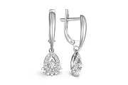 Серьги из белого золота с 46 фианитами