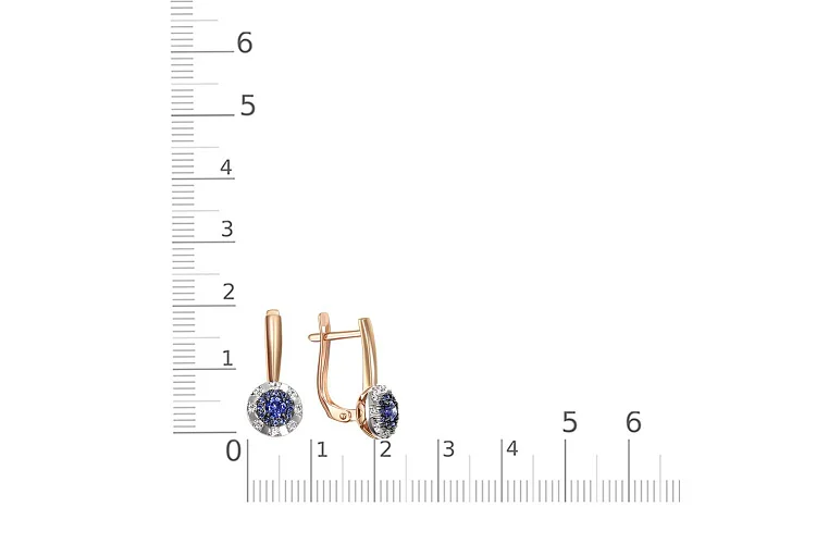 Серьги из красного золота с 42 фианитами