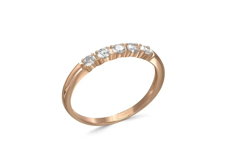 Кольцо Дорожка из красного золота с 5 бриллиантами