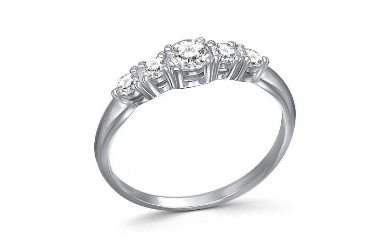 Кольцо Дорожка из белого золота с 5 бриллиантами