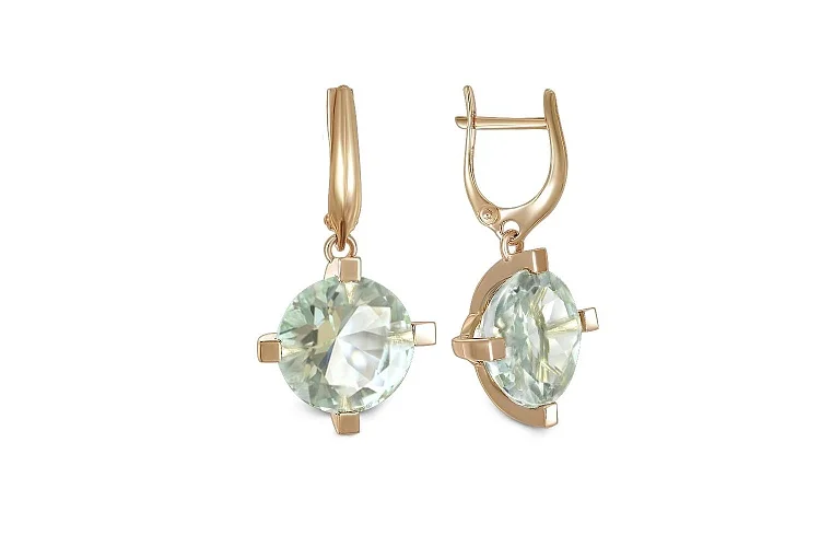 Серьги из красного золота с 2 аметистами