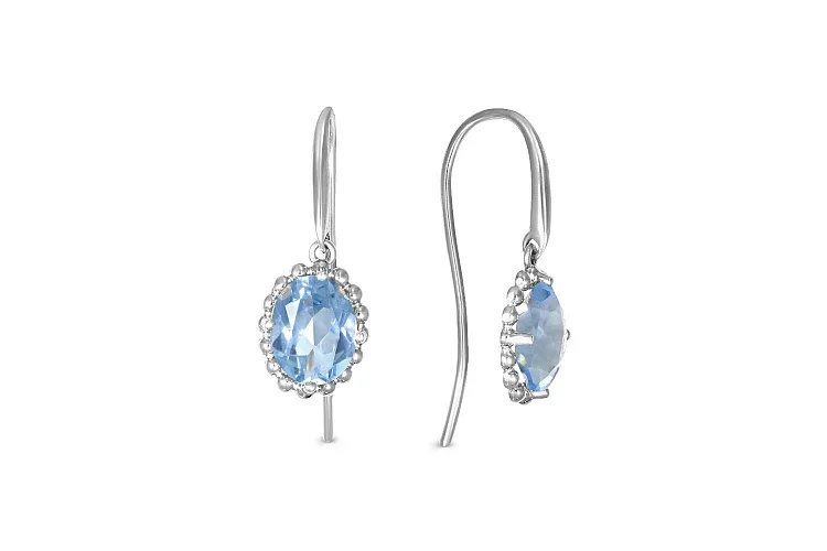 Серьги из белого золота с 2 топазами sky