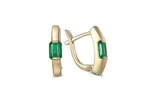 Серьги из жёлтого золота с 2 изумрудами