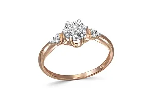 Кольцо Цветок из красного золота с 13 бриллиантами