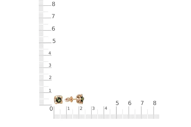 Серьги-пусеты из красного золота с 2 турмалинами